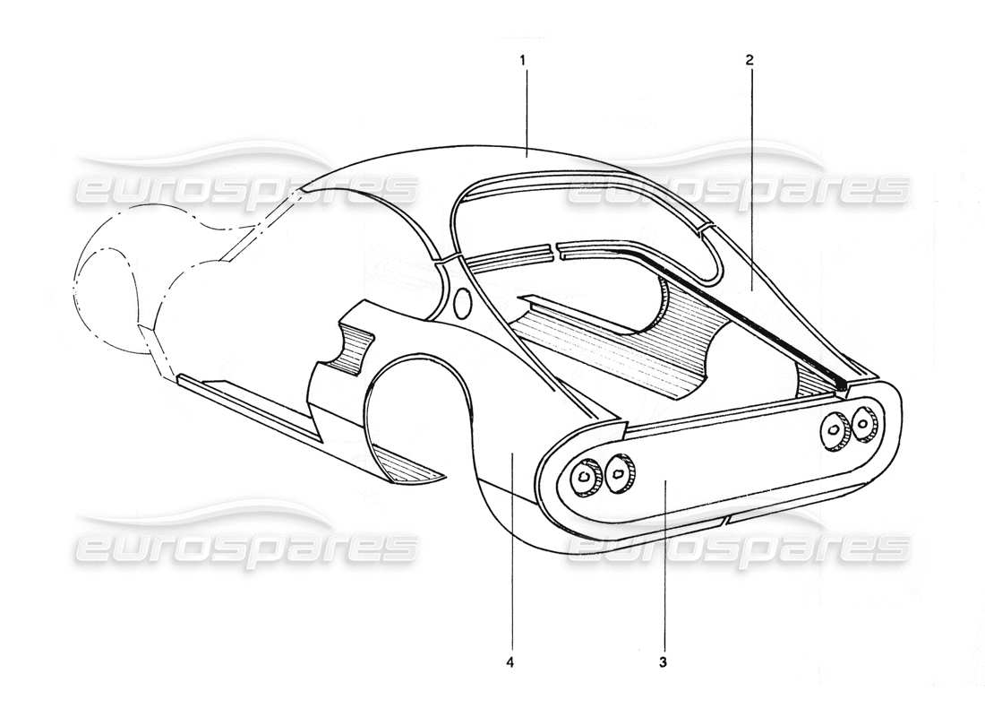 ferrari 206 gt dino (coachwork) teilediagramm für die heckkarosserie