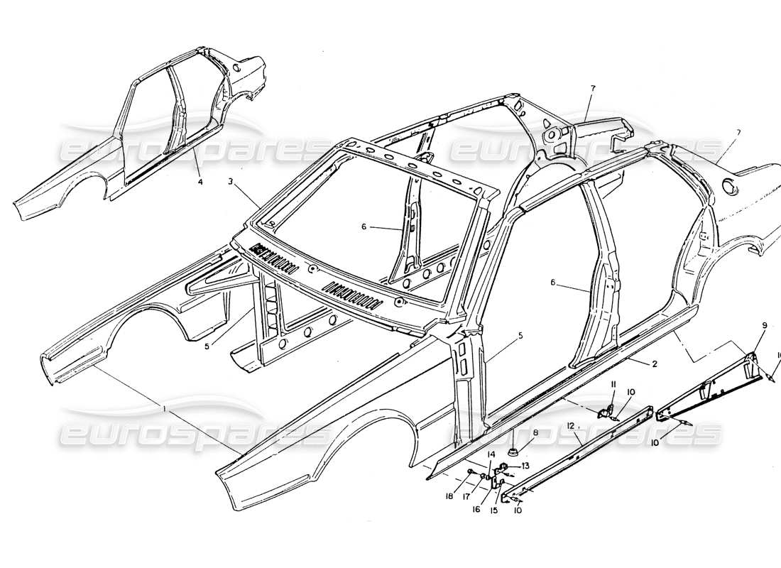 maserati 418 / 4.24v / 430 teilediagramm für karosserie-außenteile