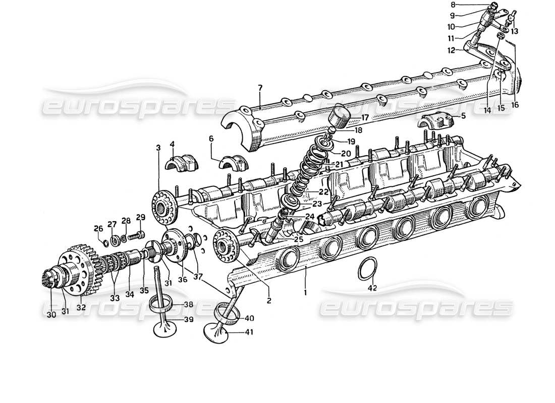 ferrari 275 gtb4 zylinderkopf (rechts) teilediagramm