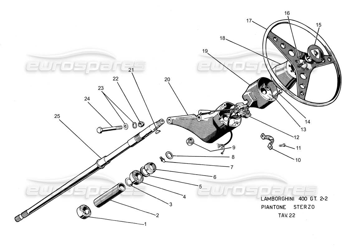 lamborghini 400 gt lenksäulen-teilediagramm