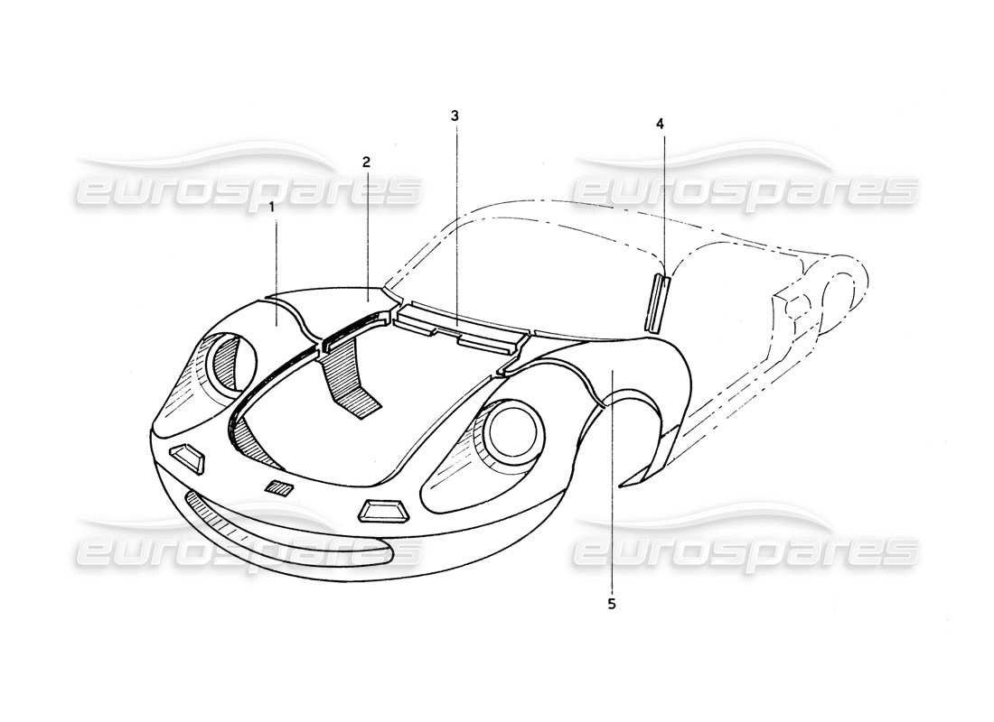 ferrari 206 gt dino (coachwork) teilediagramm für die frontend-karosserie