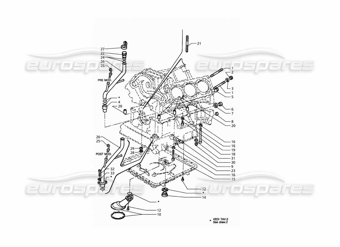 maserati qtp. 3.2 v8 (1999) teilediagramm für befestigungen und blockzubehör