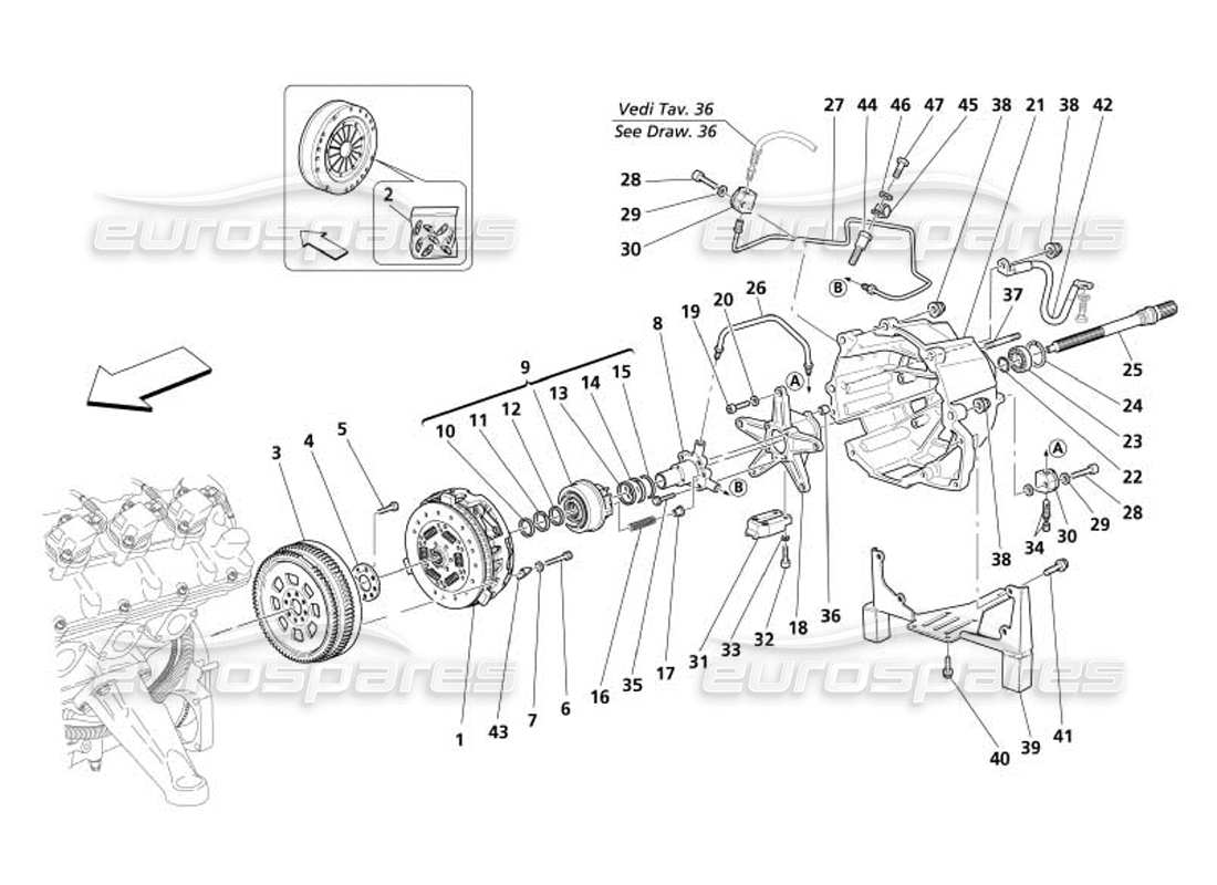 maserati 4200 spyder (2005) kupplung und steuerungen - nicht für f1- ersatzteildiagramm