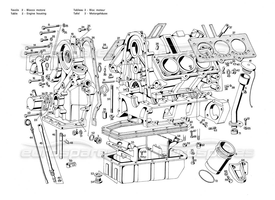 maserati merak 3.0 motorgehäuse teilediagramm