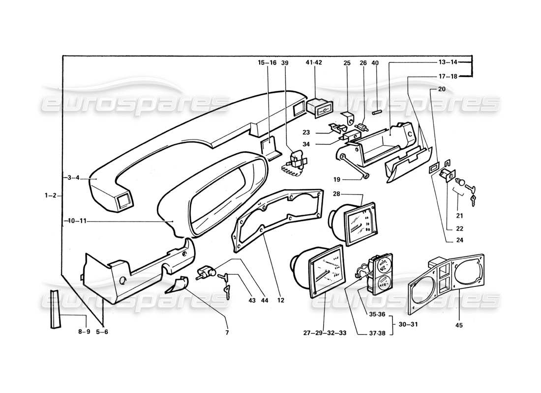 ferrari 412 (coachwork) armaturenbrett & instrumente teilediagramm