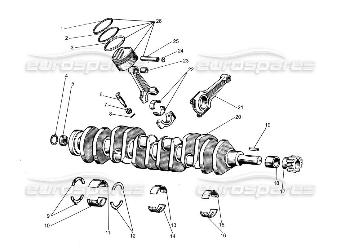 lamborghini espada kurbelwelle (bis 400) teilediagramm