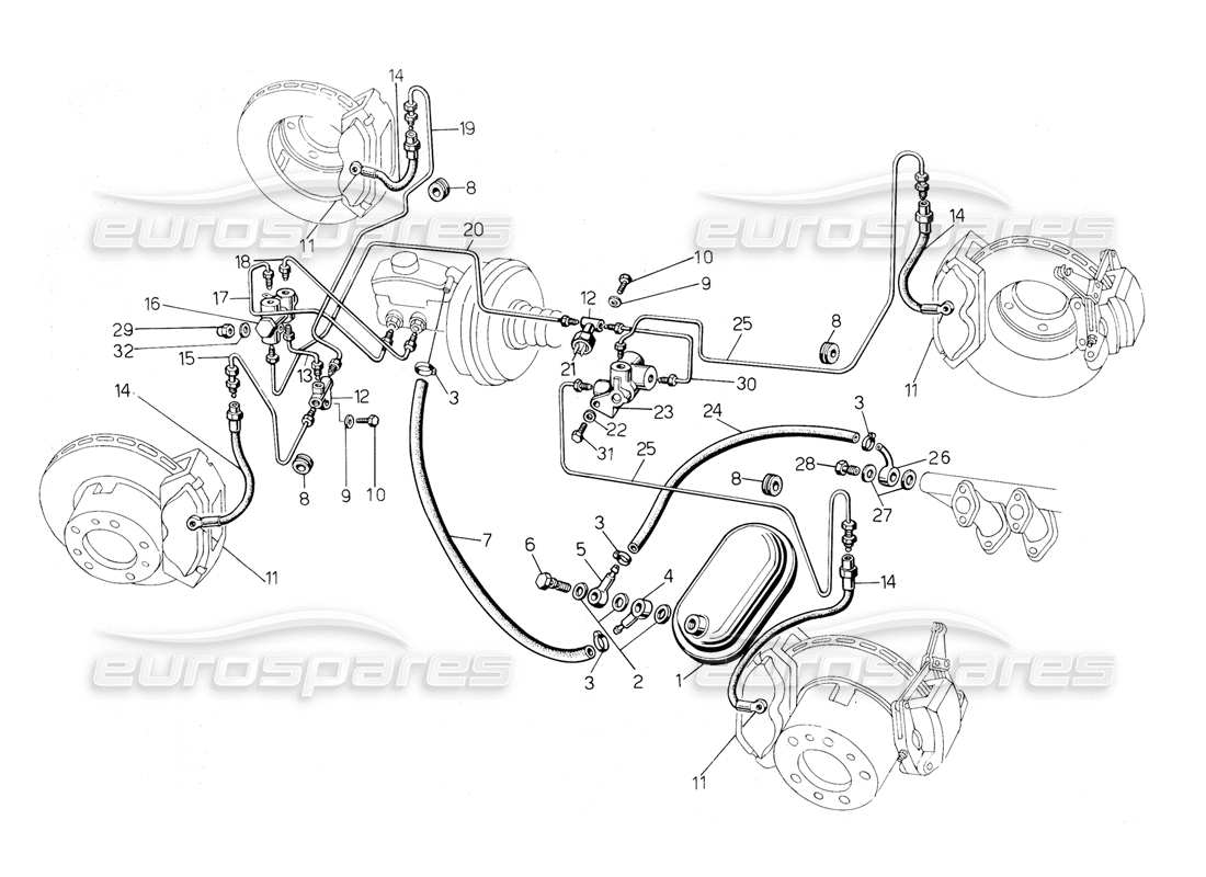 lamborghini countach 5000 qvi (1989) bremssystem teilediagramm