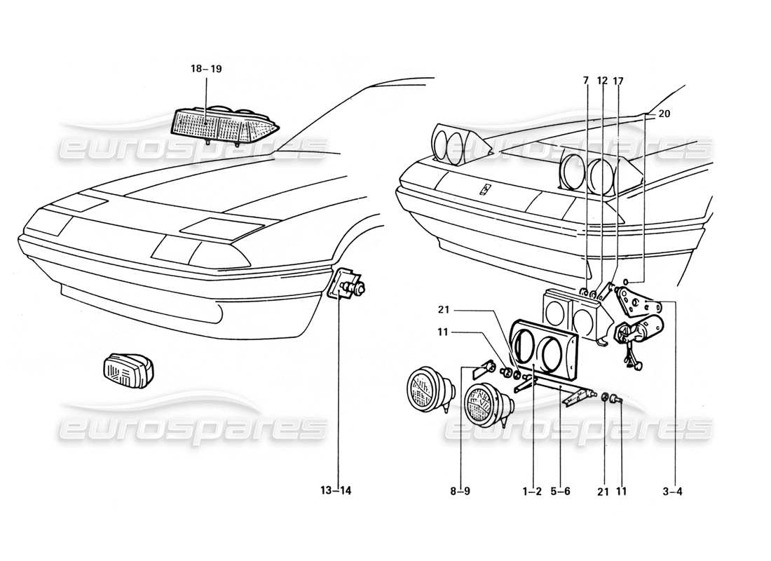 ferrari 412 (coachwork) vorderlichter teilediagramm