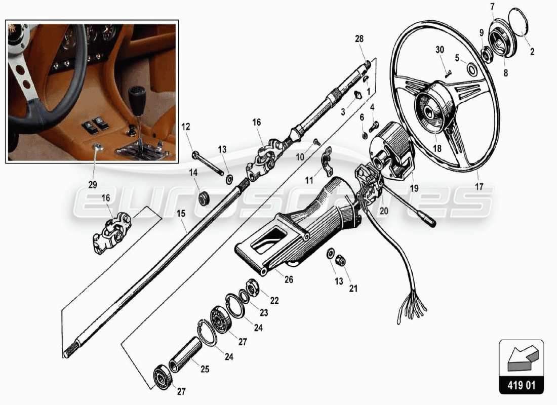lamborghini miura p400 lenkungsteildiagramm