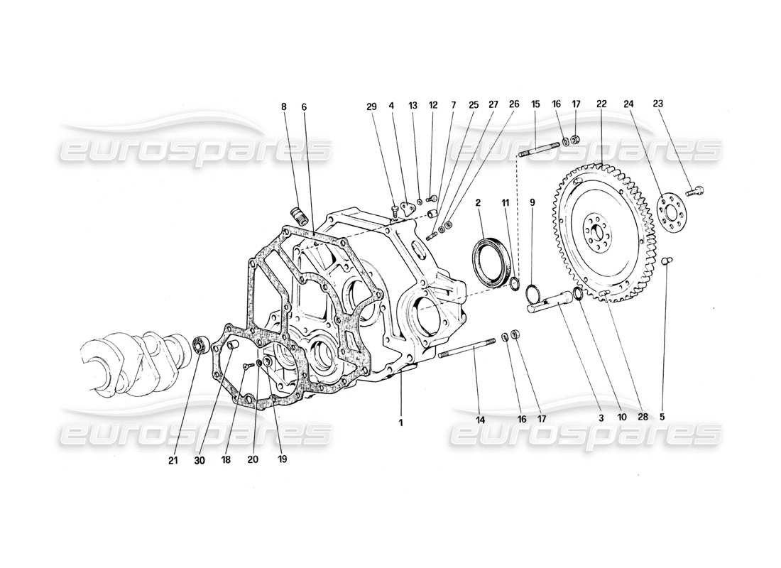 ferrari 328 (1988) distanzstück für schwungrad und kupplungsgehäuse teilediagramm