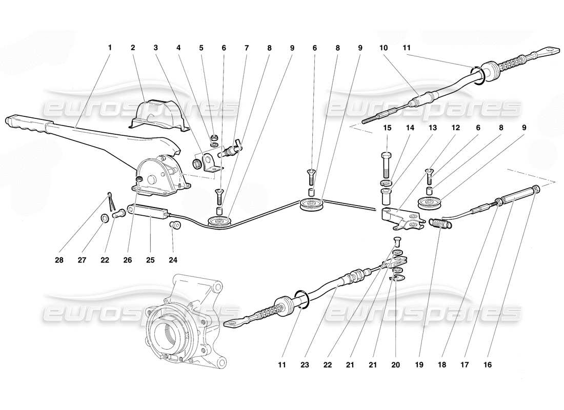 lamborghini diablo vt (1994) handbremse teilediagramm