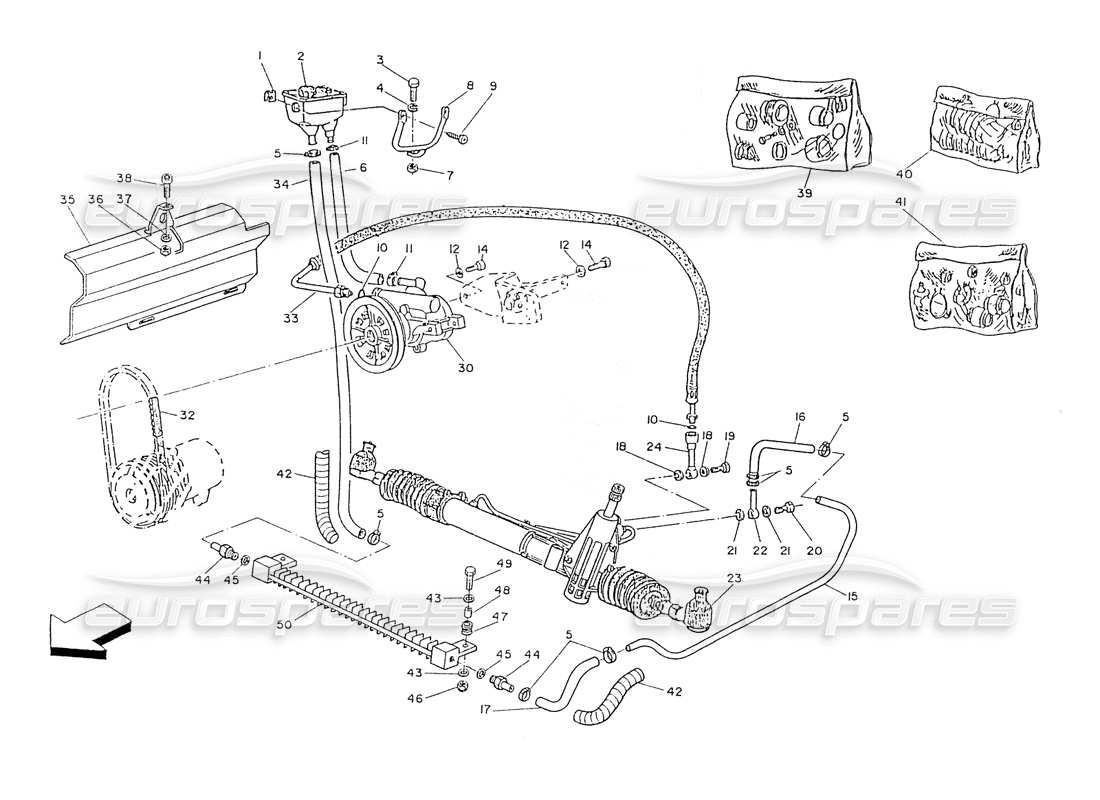 maserati ghibli 2.8 (non abs) servolenkungssystem - teilediagramm