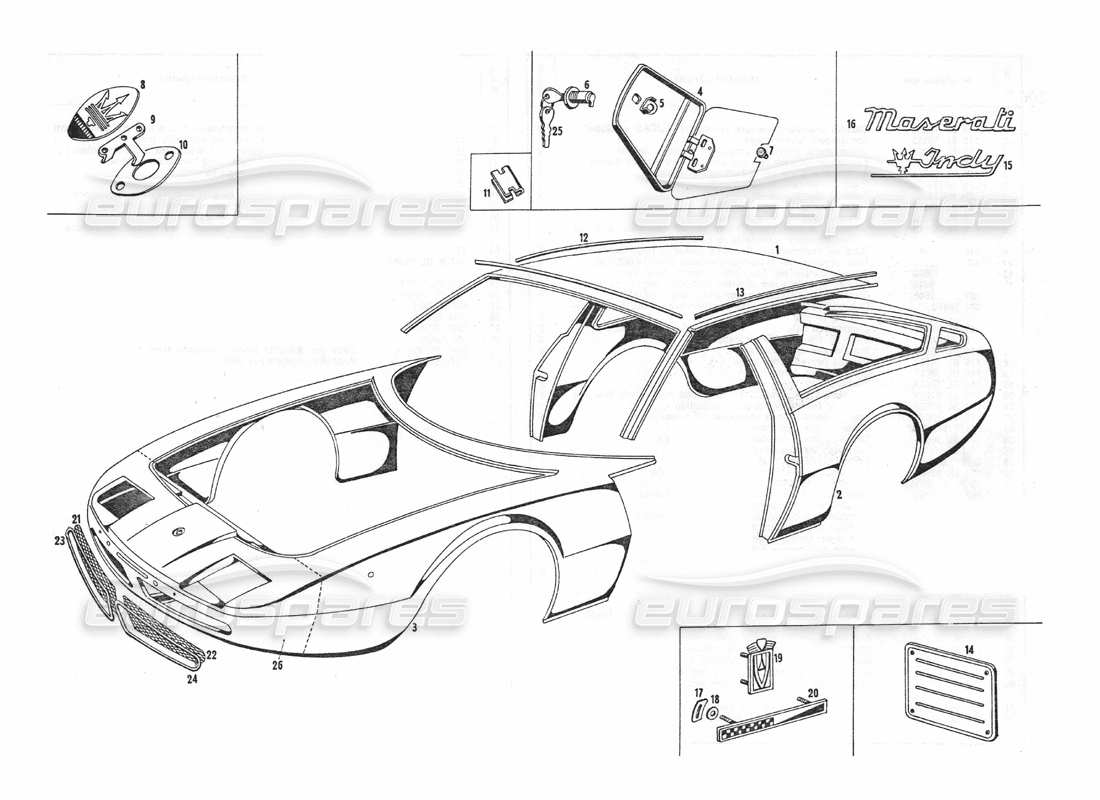 maserati indy 4.2 vorderen körper teilediagramm