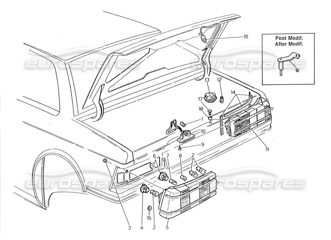 maserati 2.24v rücklicht teilediagramm