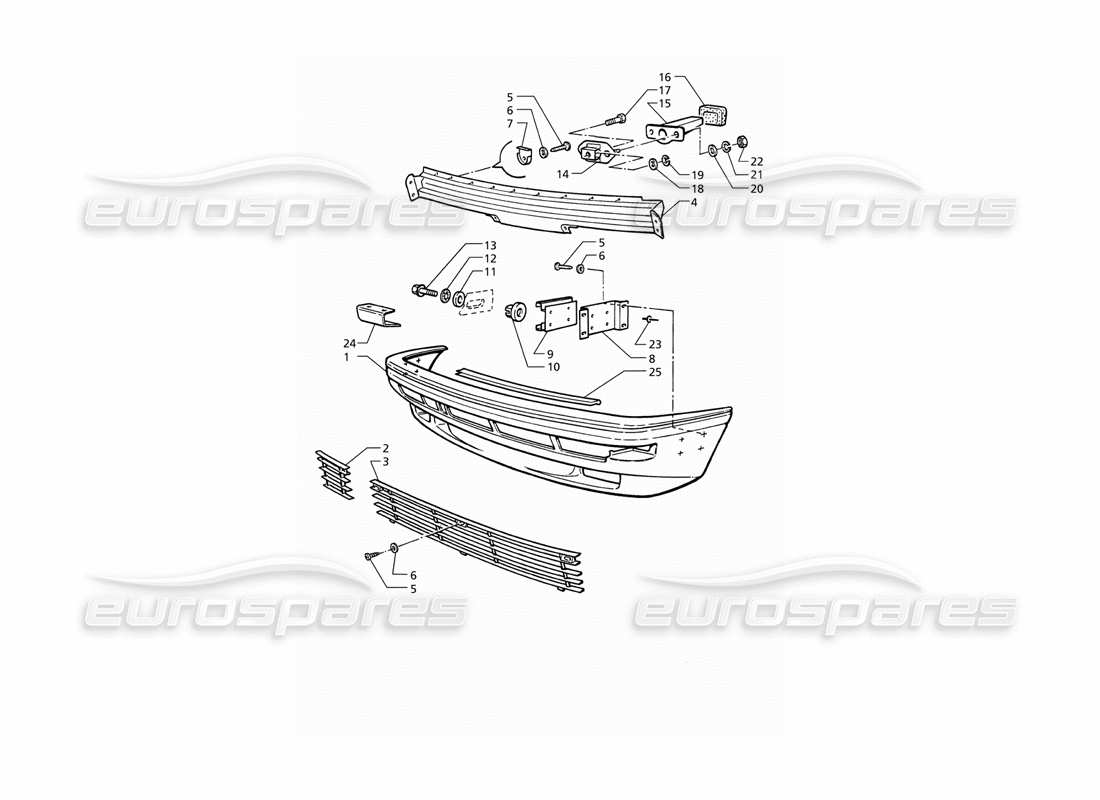 maserati qtp v8 (1998) frontstoßstange teilediagramm