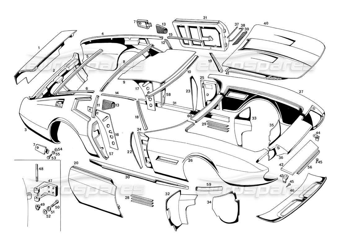 maserati ghibli 4.7 / 4.9 karosserie teilediagramm