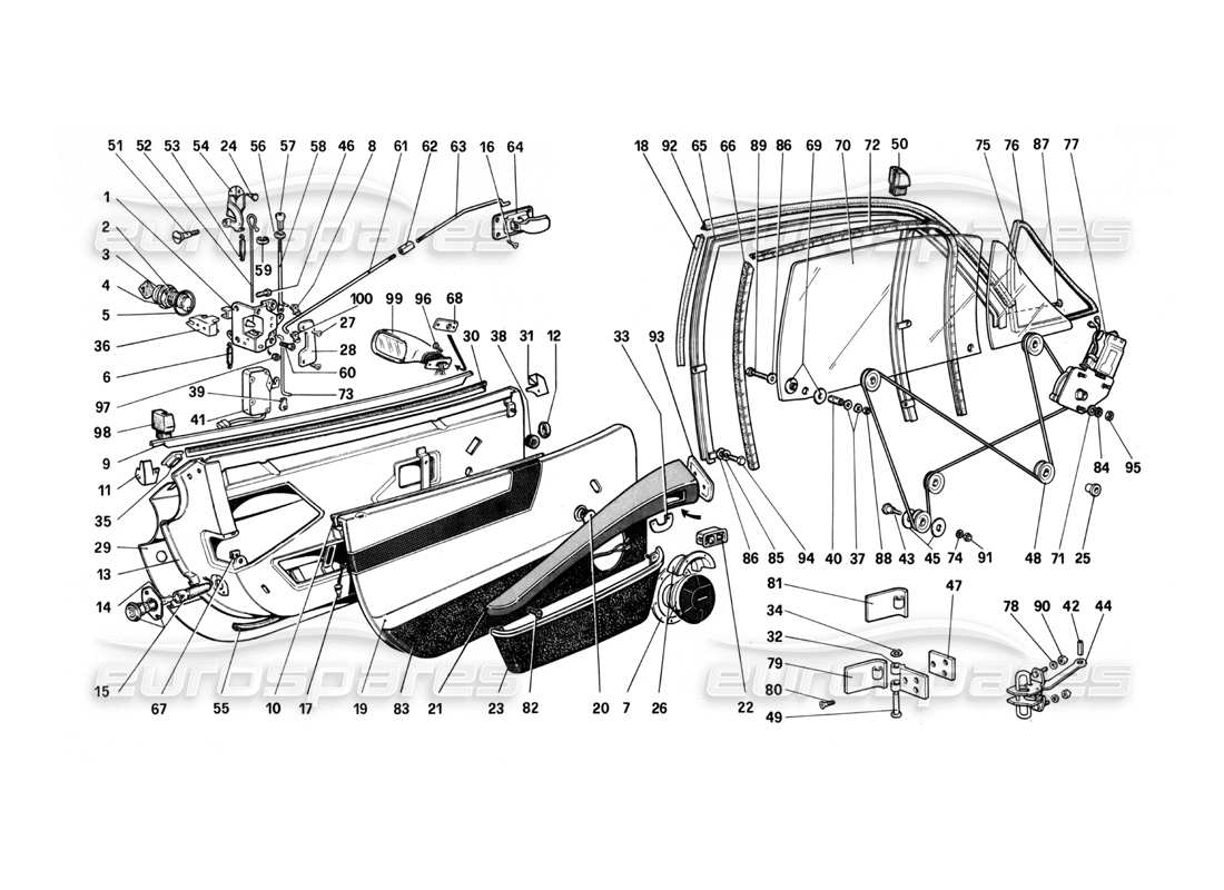 ferrari 208 turbo (1982) türen teilediagramm