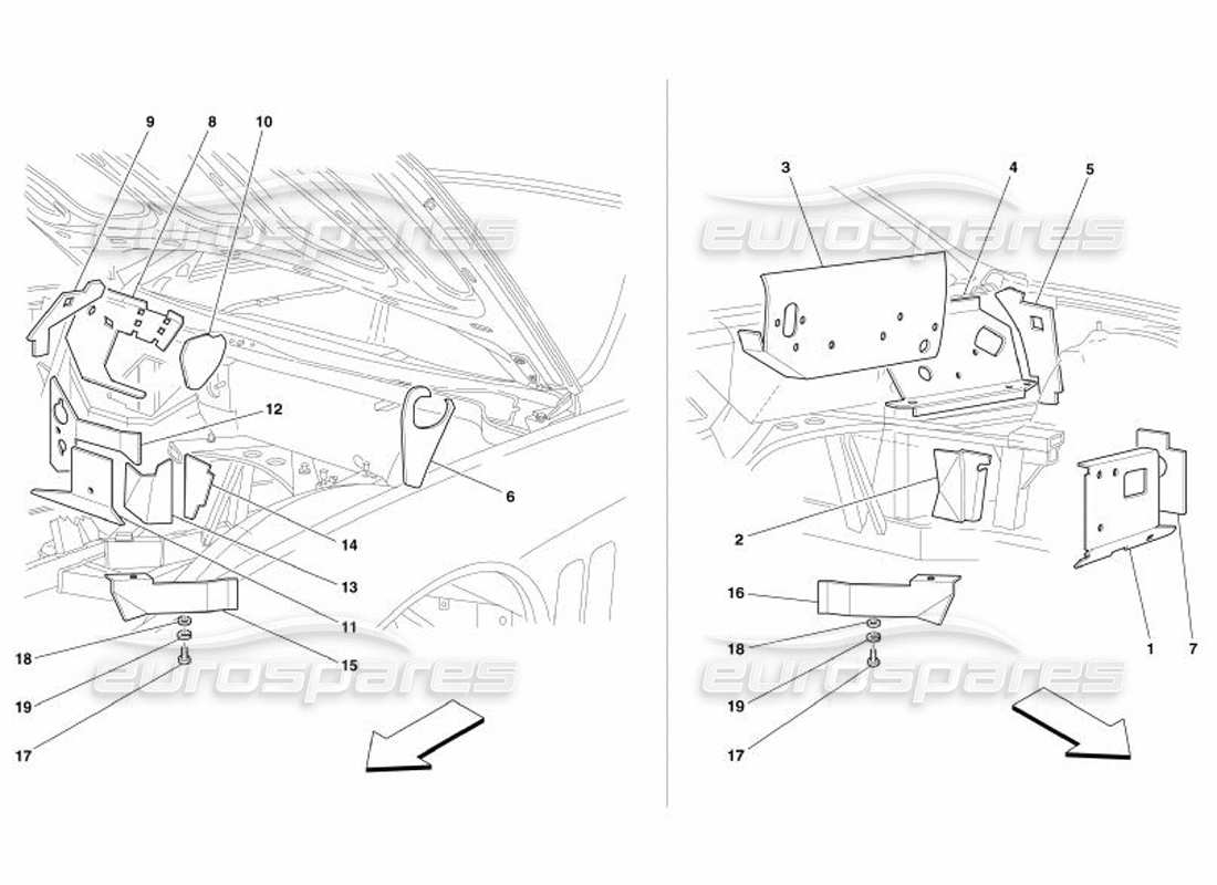 ferrari 575 superamerica feuerfeste isolierungen für den motorraum - gültig für gd - teilediagramm