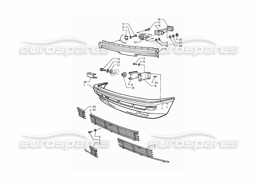 maserati qtp. 3.2 v8 (1999) frontstoßstange teilediagramm