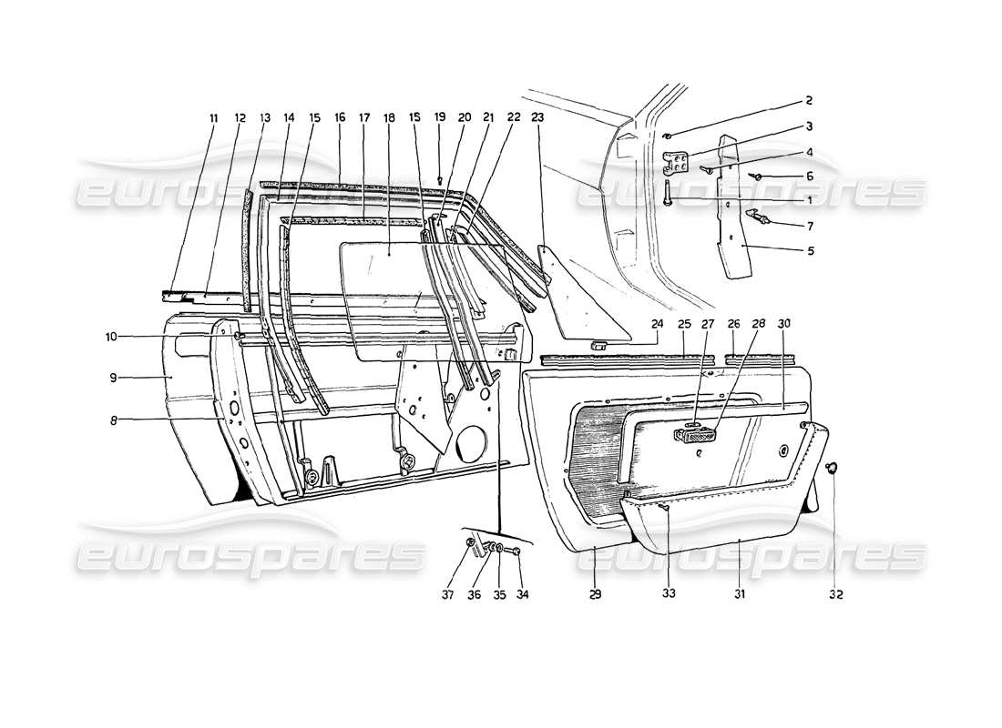 ferrari 208 gt4 dino (1975) doors-ersatzteildiagramm