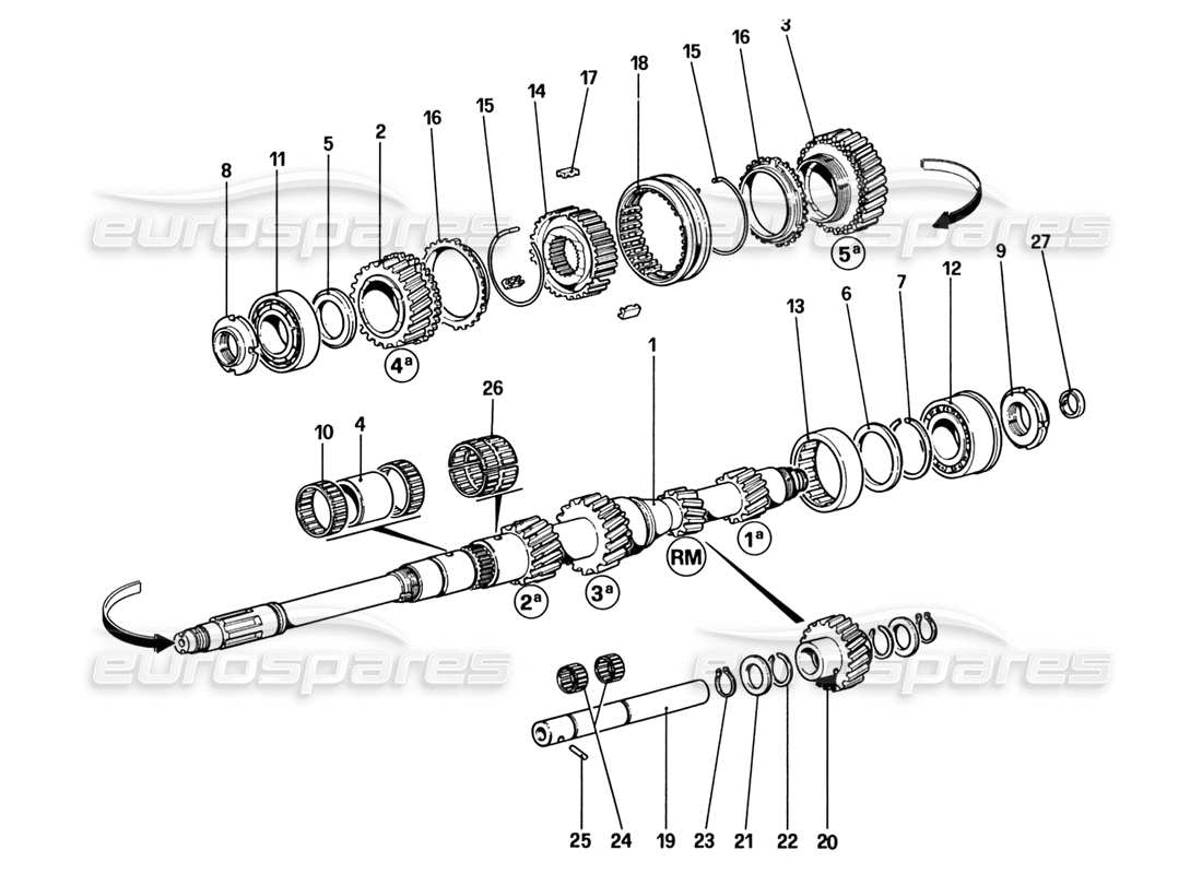 ferrari 328 (1988) teilediagramm für hauptwellenzahnräder