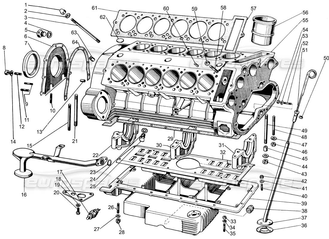 lamborghini espada kurbelgehäuse teilediagramm