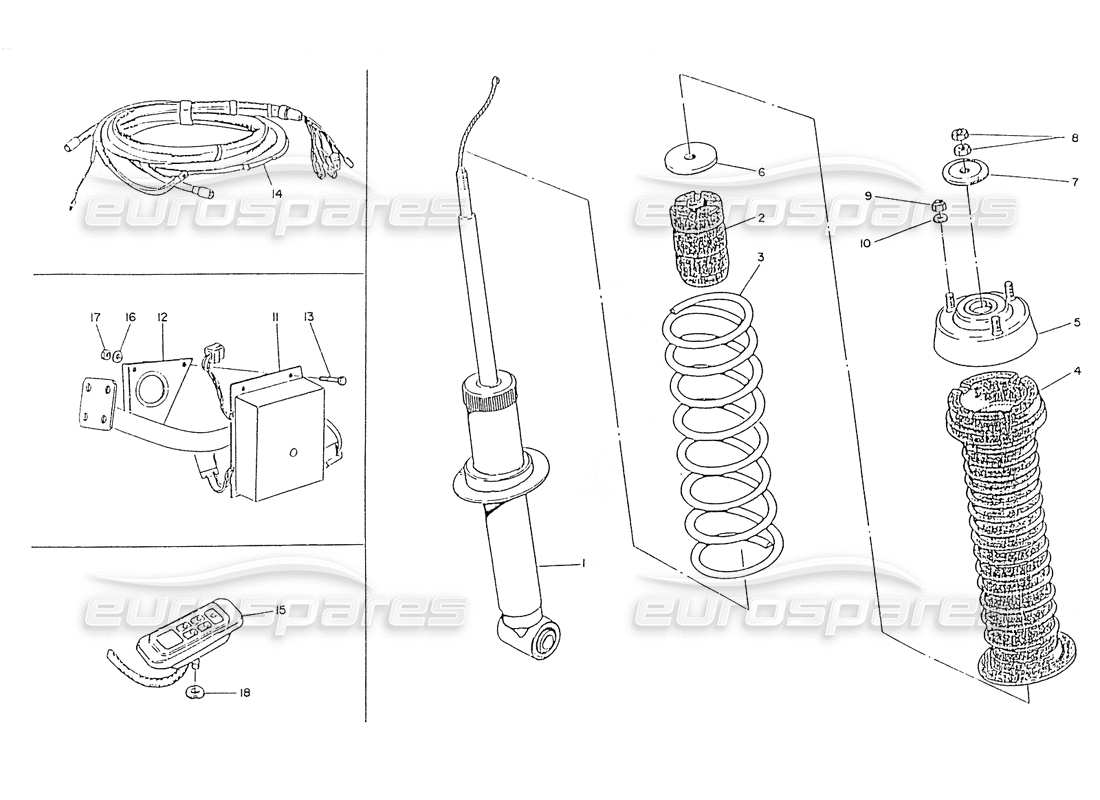 maserati ghibli 2.8 (non abs) teilediagramm für den elektronischen einsteller des hinteren stoßdämpfers