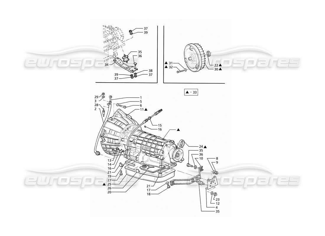 maserati ghibli 2.8 (abs) teilediagramm für automatikgetriebewandler (4hp)