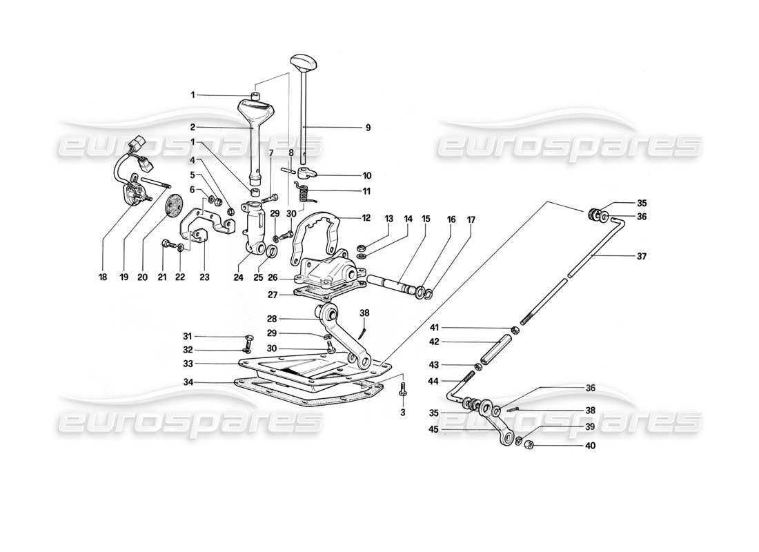 ferrari 400i (1983 mechanical) äußere getriebesteuerung (400 automatik) teilediagramm