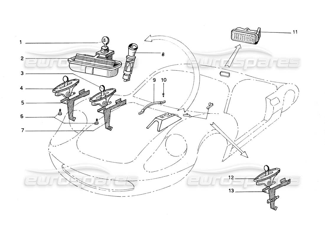 ferrari 206 gt dino (coachwork) heater sliders part diagram