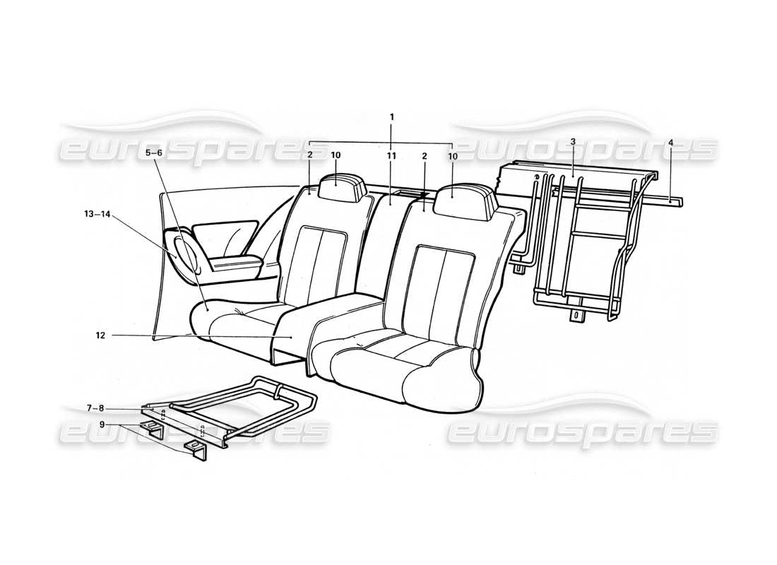 ferrari 412 (coachwork) rücksitze ersatzteildiagramm