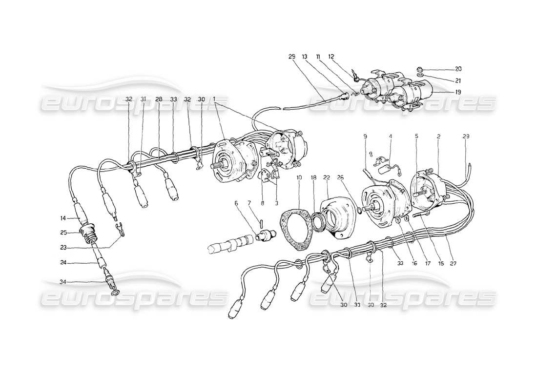 ferrari 208 gt4 dino (1975) teilediagramm der motorzündung