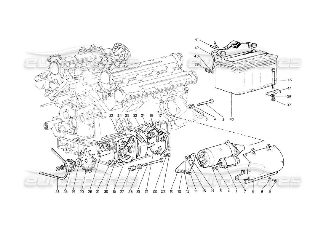 ferrari 208 gt4 dino (1975) teilediagramm des stromerzeugungssystems