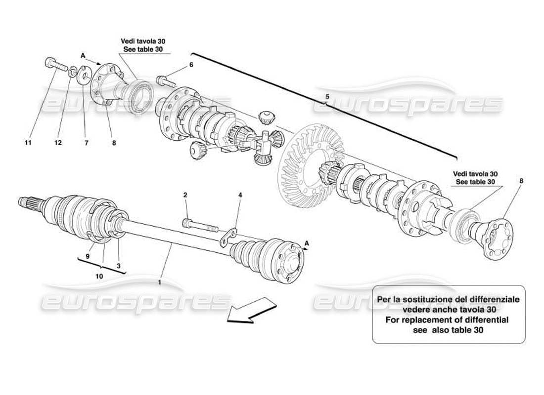 ferrari 550 barchetta teilediagramm für differential und achswellen