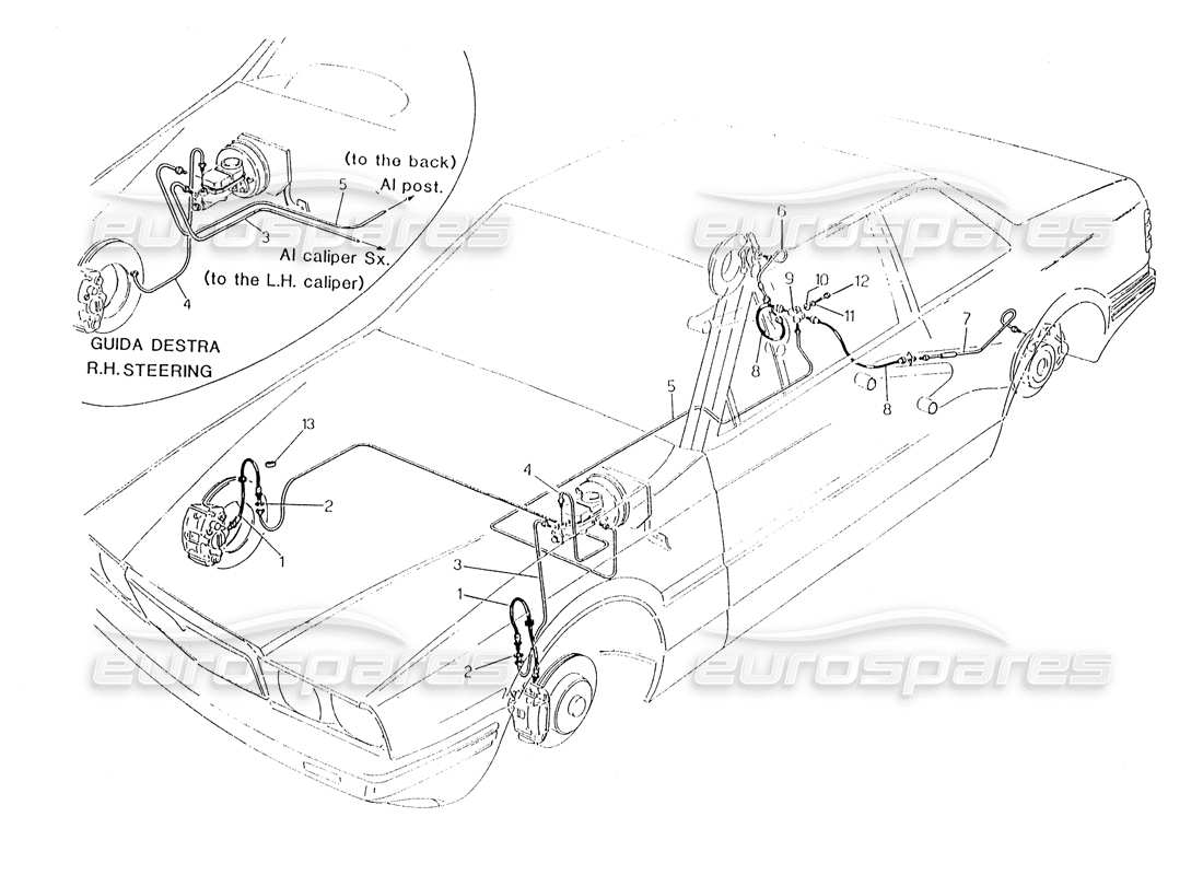 maserati karif 2.8 hydraulische bremsleitungen teilediagramm