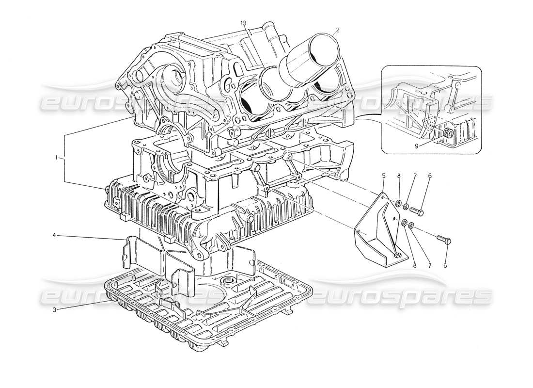 maserati karif 2.8 zylinderblock und ölwanne teilediagramm