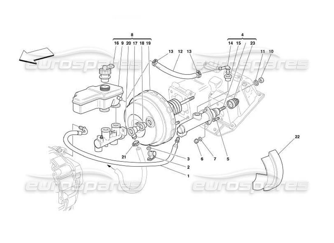 ferrari 550 barchetta brems- und kupplungshydrauliksystem teilediagramm