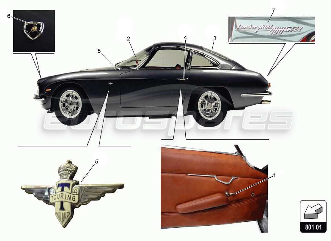 lamborghini 400 gt body-teilediagramm