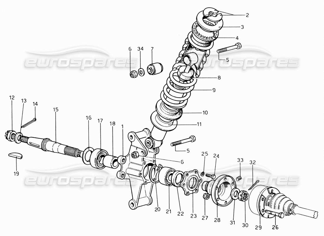ferrari 206 gt dino (1969) hinterradaufhängung - stoßdämpfer-teilediagramm