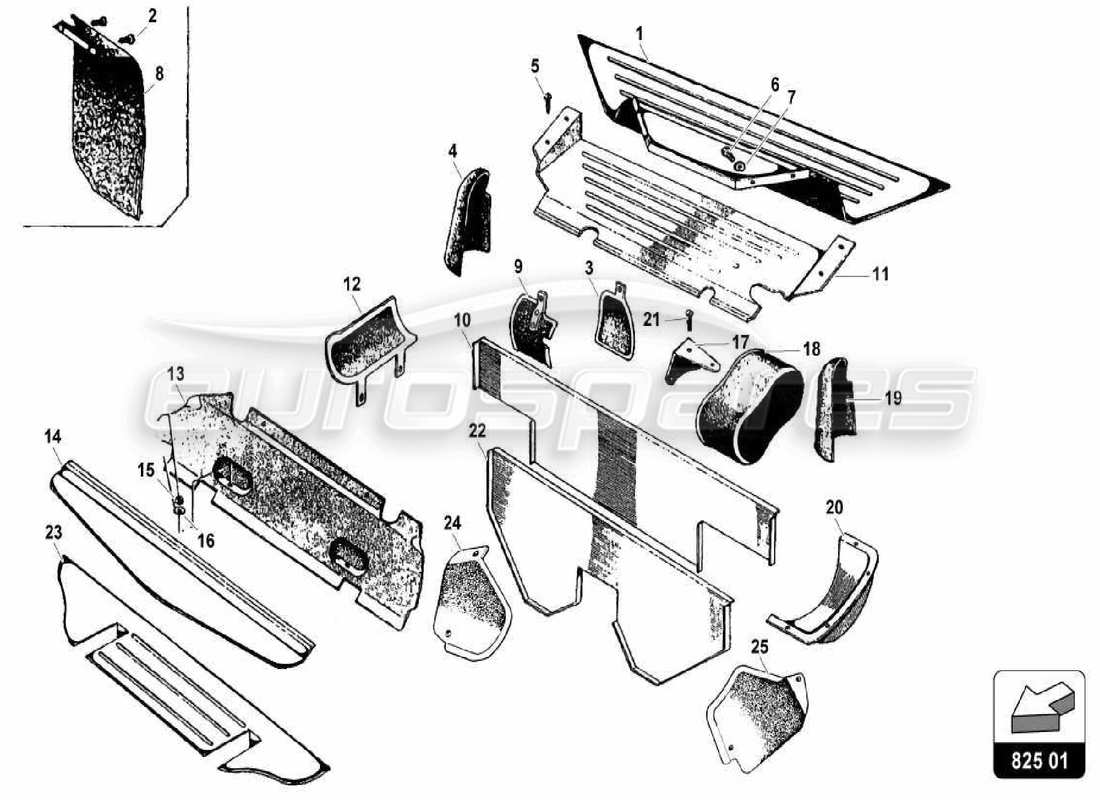 lamborghini miura p400 wärmeschild ersatzteildiagramm