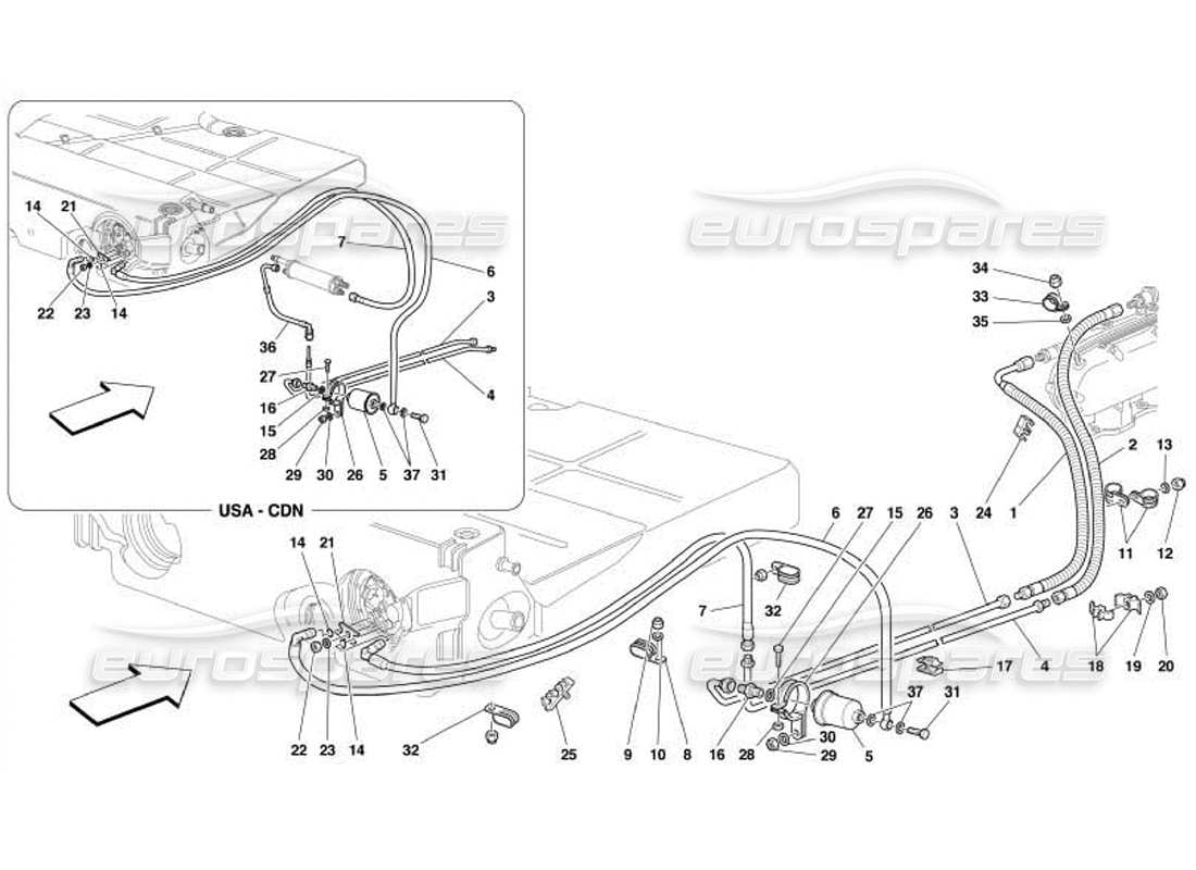 ferrari 550 barchetta kraftstoffversorgungssystem teilediagramm