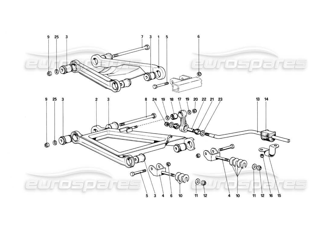 ferrari mondial 3.0 qv (1984) hinterradaufhängung - wishbones-ersatzteildiagramm