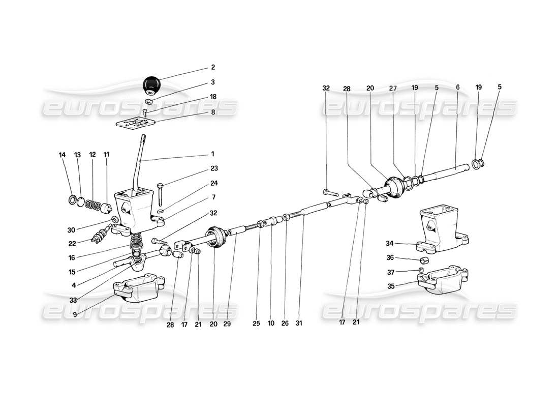 ferrari mondial 3.2 qv (1987) äußere getriebesteuerung teilediagramm