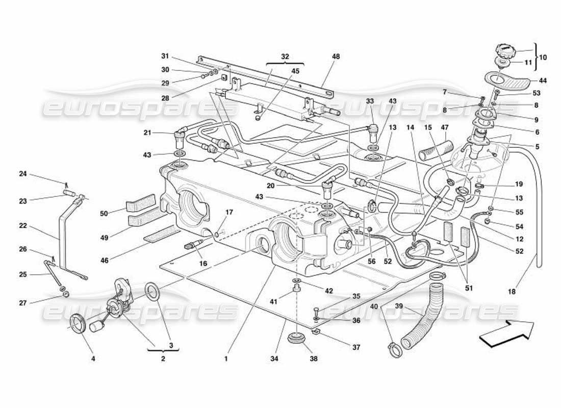 ferrari 550 barchetta kraftstofftank -gültig für usa und cdn- teilediagramm