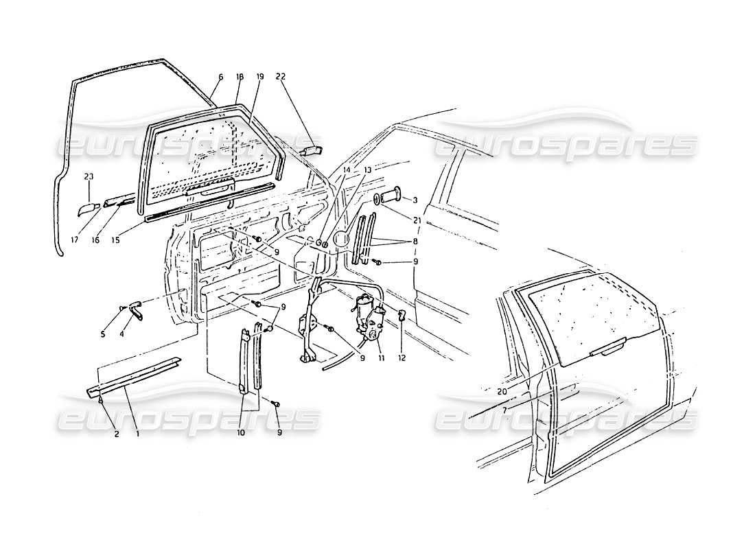 maserati biturbo 2.5 (1984) türen – fenster und regler teilediagramm