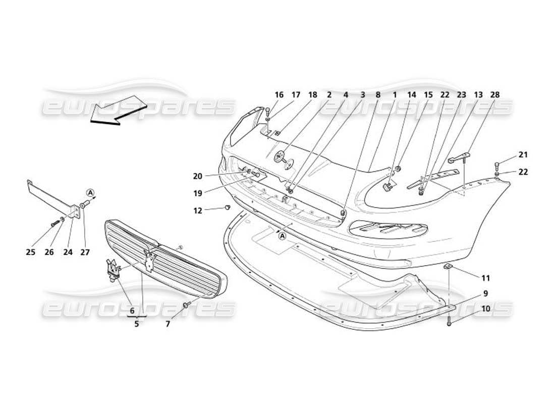 maserati 4200 spyder (2005) frontstoßstange teilediagramm