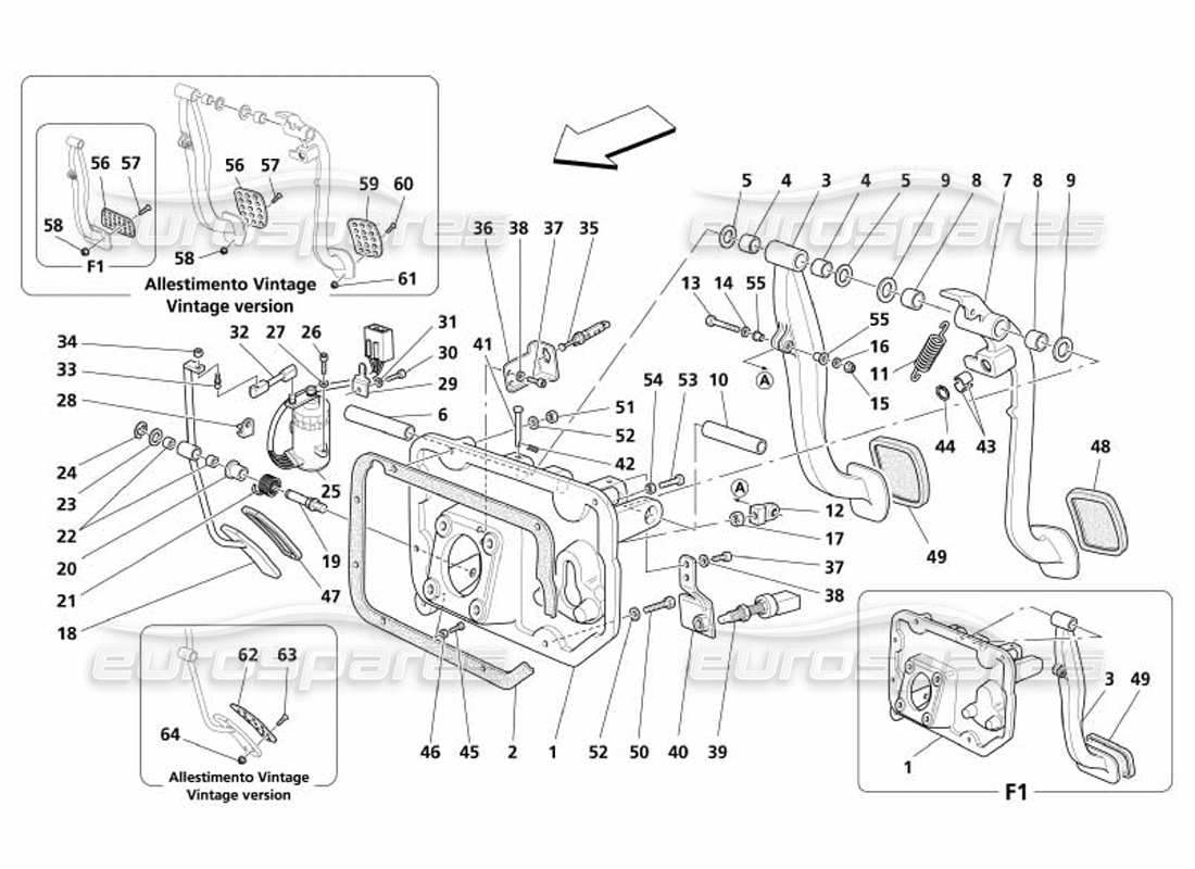 maserati 4200 spyder (2005) pedale und elektronische beschleunigungssteuerung - gültig für gd - teilediagramm