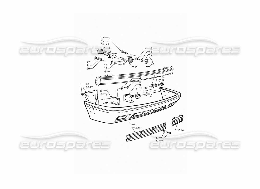 maserati qtp. 3.2 v8 (1999) hintere stoßstange teilediagramm