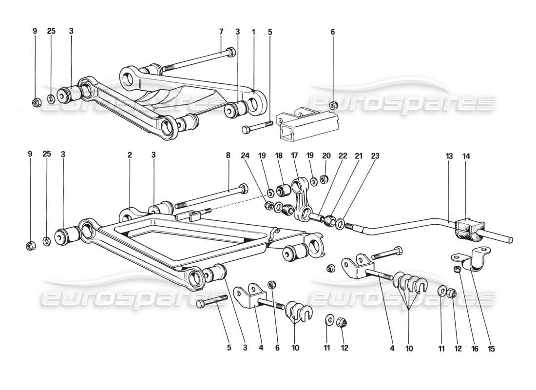 ferrari 328 (1988) hinterradaufhängung – querlenker (ab fahrzeugnummer 76626) teilediagramm