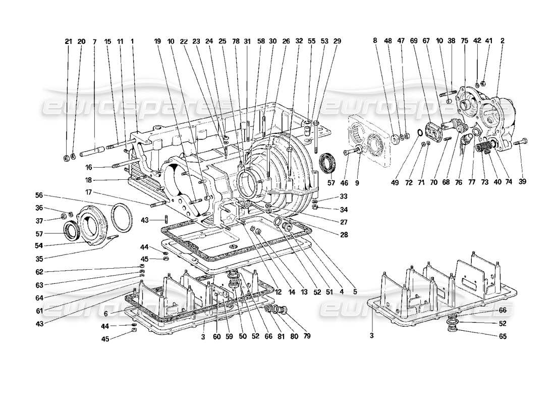 ferrari mondial 3.2 qv (1987) getriebe - differentialgehäuse und ölwanne - teilediagramm